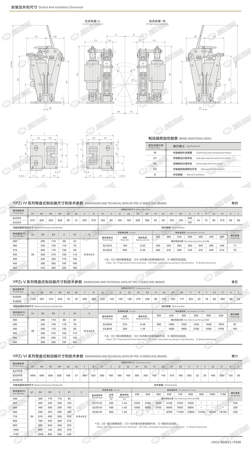 YPZ2IV、V、VI系列電力液壓臂盤(pán)式制動(dòng)器